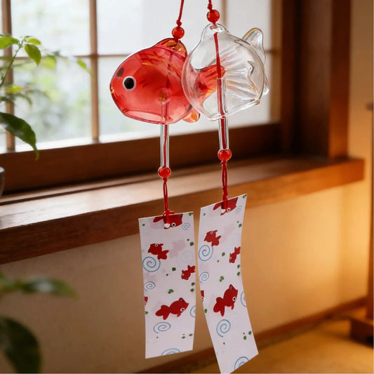 Wind Chime Chimes Japanese Glass s Style Goldfish Garden Hanging Outdoor Decor Pendant Furin Decorative Fish Ornament from PriceLows™