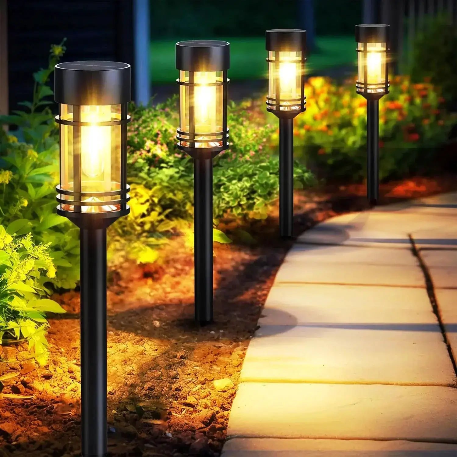 4 Sets Outdoor Solar Street Lights, Waterproof Solar Landscape Lights for Yard, Path, Landscape and Sidewalk (Warm White). from PriceLows™