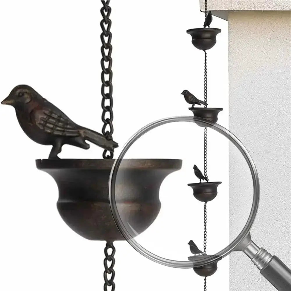 8 Feet Birds On Cups Rain Chain Mobile Metal Rainwater Catcher Chain Replacement Downspout Drainage Rain Chain for Gutter Roof from PriceLows™