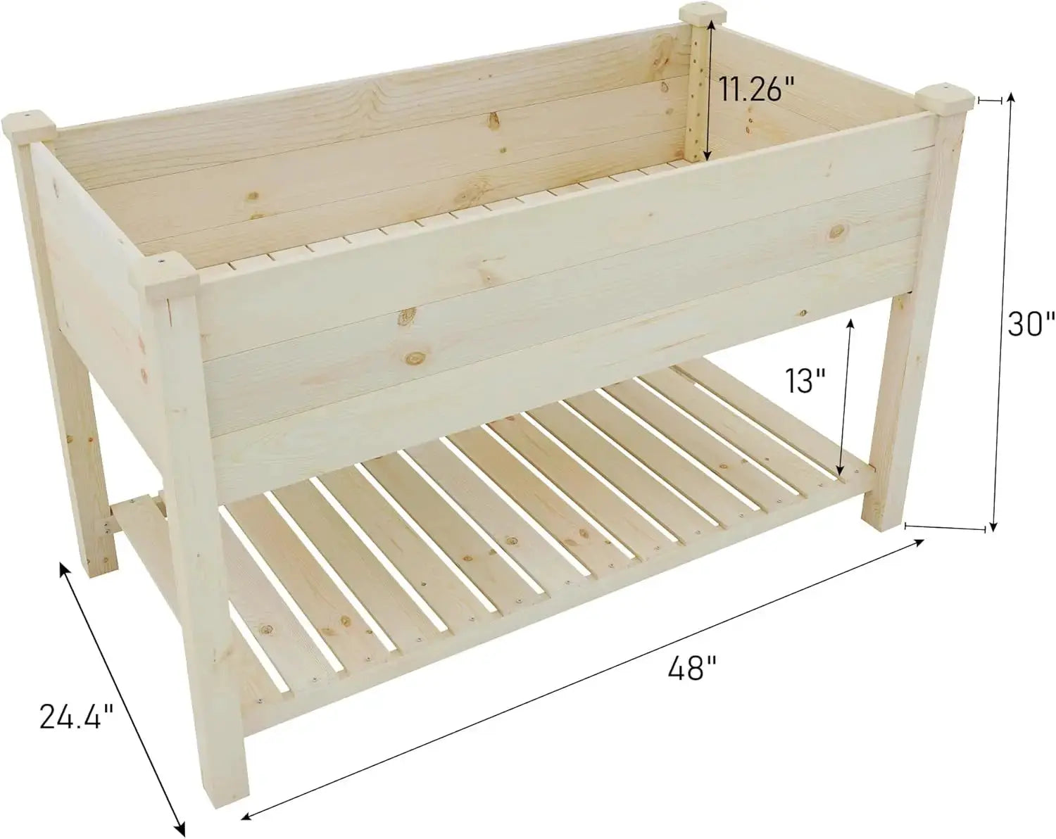Outdoor Wood Raised Garden Bed, Elevated Large Planter Box with Storage Shelf for Vegetable Flower Backyard Patio Gardening from PriceLows™