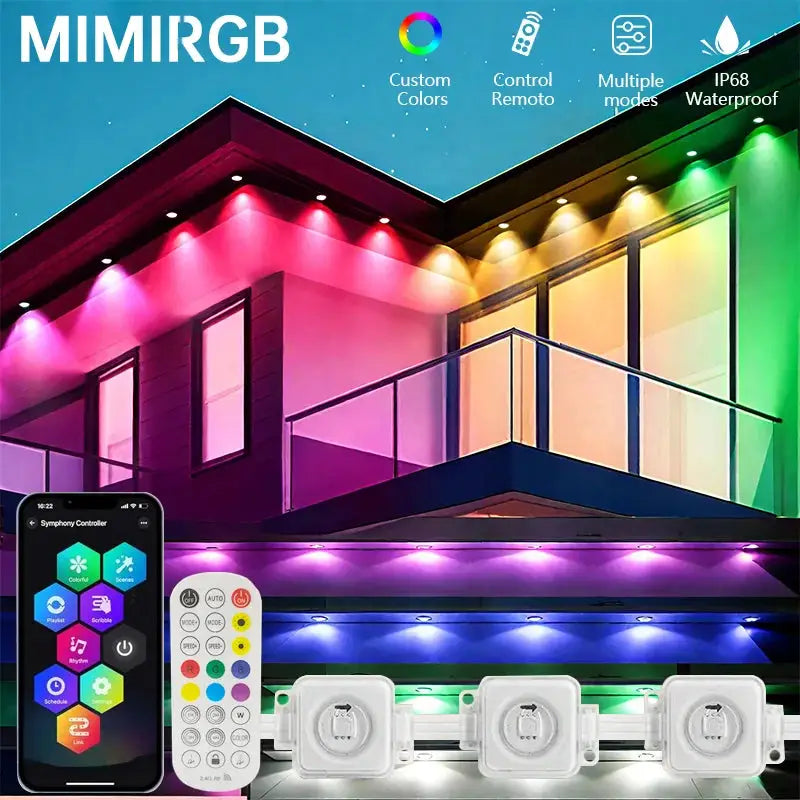 MIMIRGB Eaves Lights Permanent Outdoor LED Light String Strip APP Smart DlY Auto Scene Lighting Effects Christmas Holidays Decor from PriceLows™