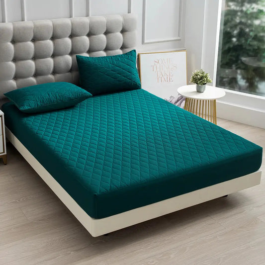 XM-Luvetoria 1pc Fitted Sheet Splash-proof Quilting Bed Cover Bedroom Mattress Protector Solid Color Bed Cover Sheet Soft Polyester Bed Cover from PriceLows™