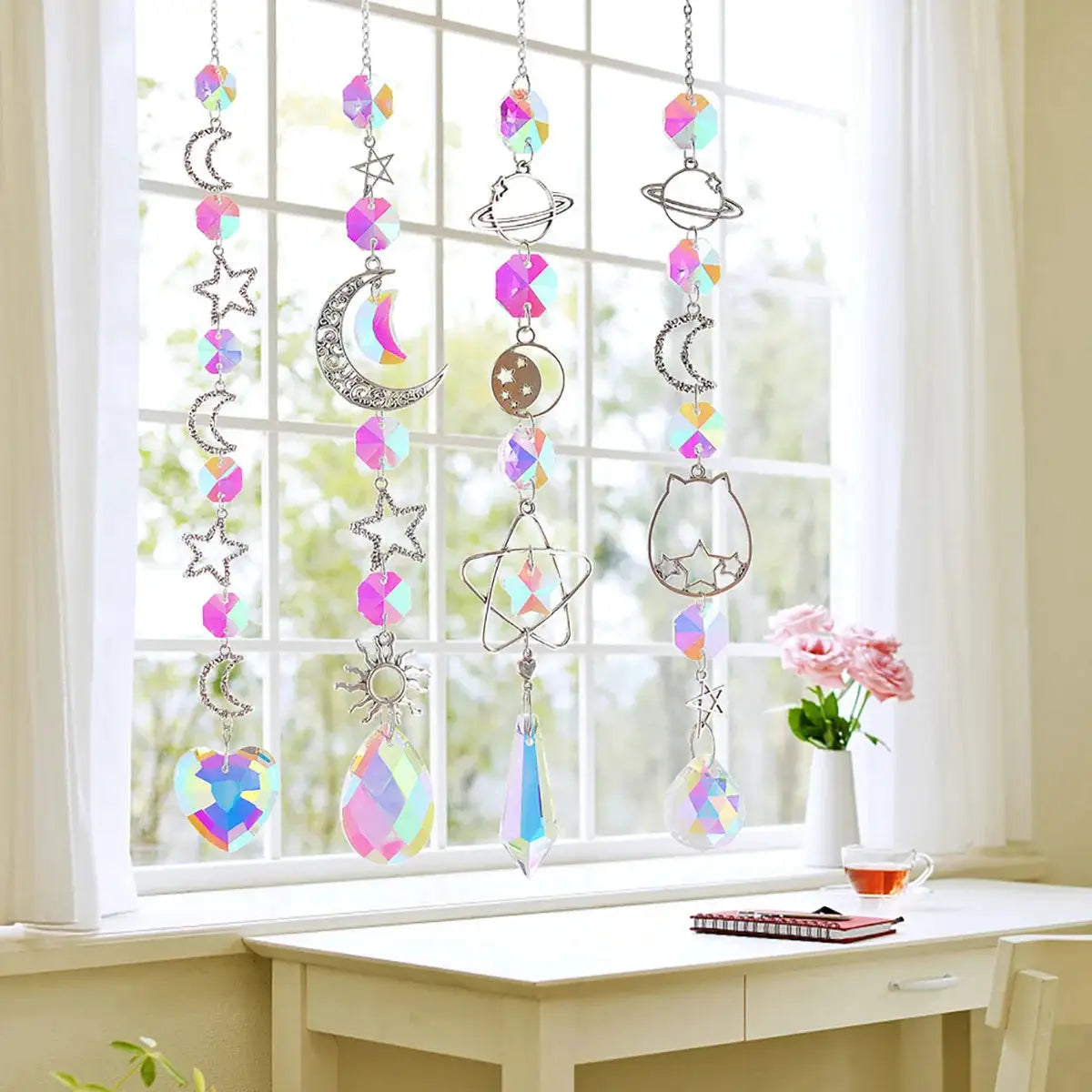Crystal Wind Chime Rainbow Maker Sun Catcher Dream Catcher Pendant Home Garden Decor Wind Chime, Holiday, Festival, Home Decor from PriceLows™