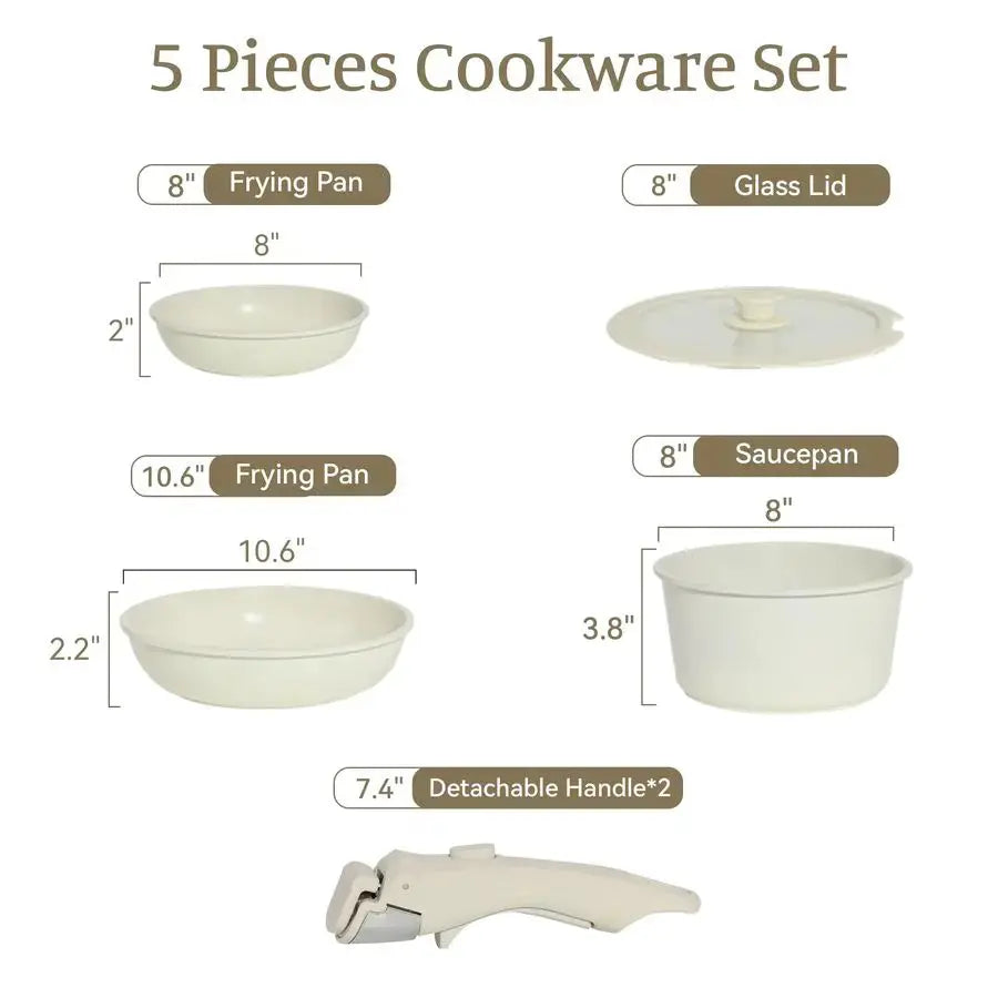Pots and Pans Set Non Stick, Kitchen Cookware Sets with Detachable Handle, Induction Cookware Sets, Non Stick RV Cookware Cookin from PriceLows™