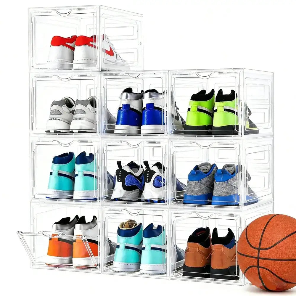 12 Pack Extra Large Clear Shoe Boxes With Lids Stackable Shoe Rack Design, Dustproof Moisture Resistant, Sneaker Shoe Box Organ from PriceLows™