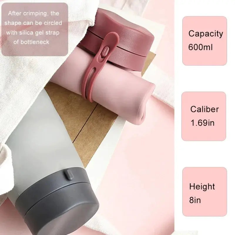 600ml Foldable Water Bottles Soft Flask Sports Drinking Water Bag Collapsible Portable Outdoor Running Camping Travel BPA Free from PriceLows™
