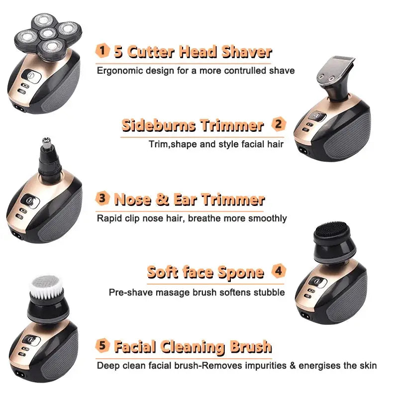 5-In-1 Rotary Electric Shaver | 4D Rotary | Rechargeable