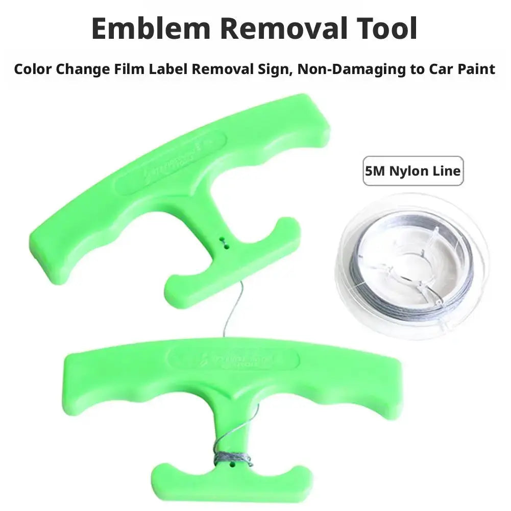 Car Emblem Remover Tool Kit | 30 Cm Steel Wire | Plastic Handle | Green