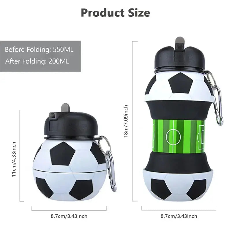 550ml Portable Collapsible Silicone Water Bottle Football Basketball Ball Shape Sports Drink Bottle for Children Student from PriceLows™