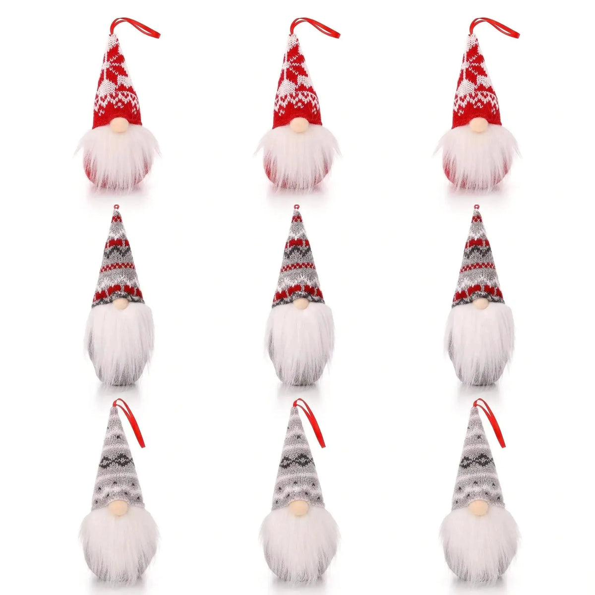 Christmas Gnome Ornaments | Handmade Plush | Hanging Decor | 3/6/9 Pcs Set
