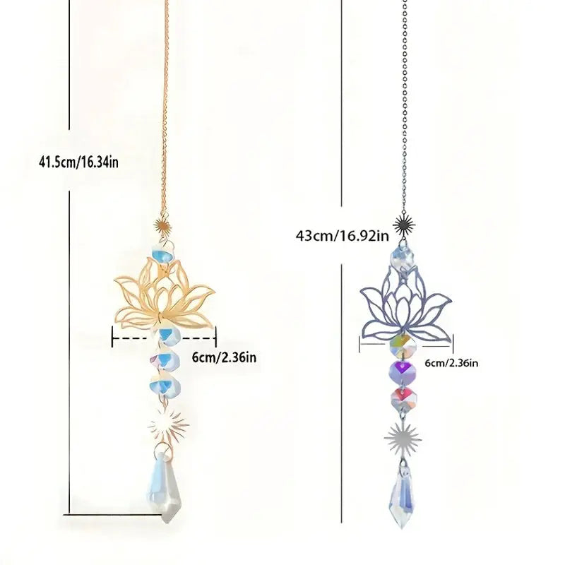1PcMetalLotusandArtificial Crystal Suncatcher Charm Handmade Applicable Home Wind Chime Pendant Outdoor Garden Plant Decoration from PriceLows™