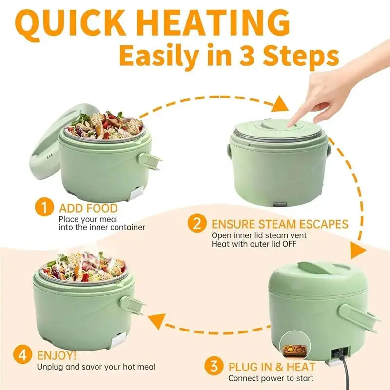 【PARTY】80W Electric Lunch Box, 40 Oz Portable Spill-Free Food Warmer Heater For Office For Work& Car Travel Meals US Plug from PriceLows™