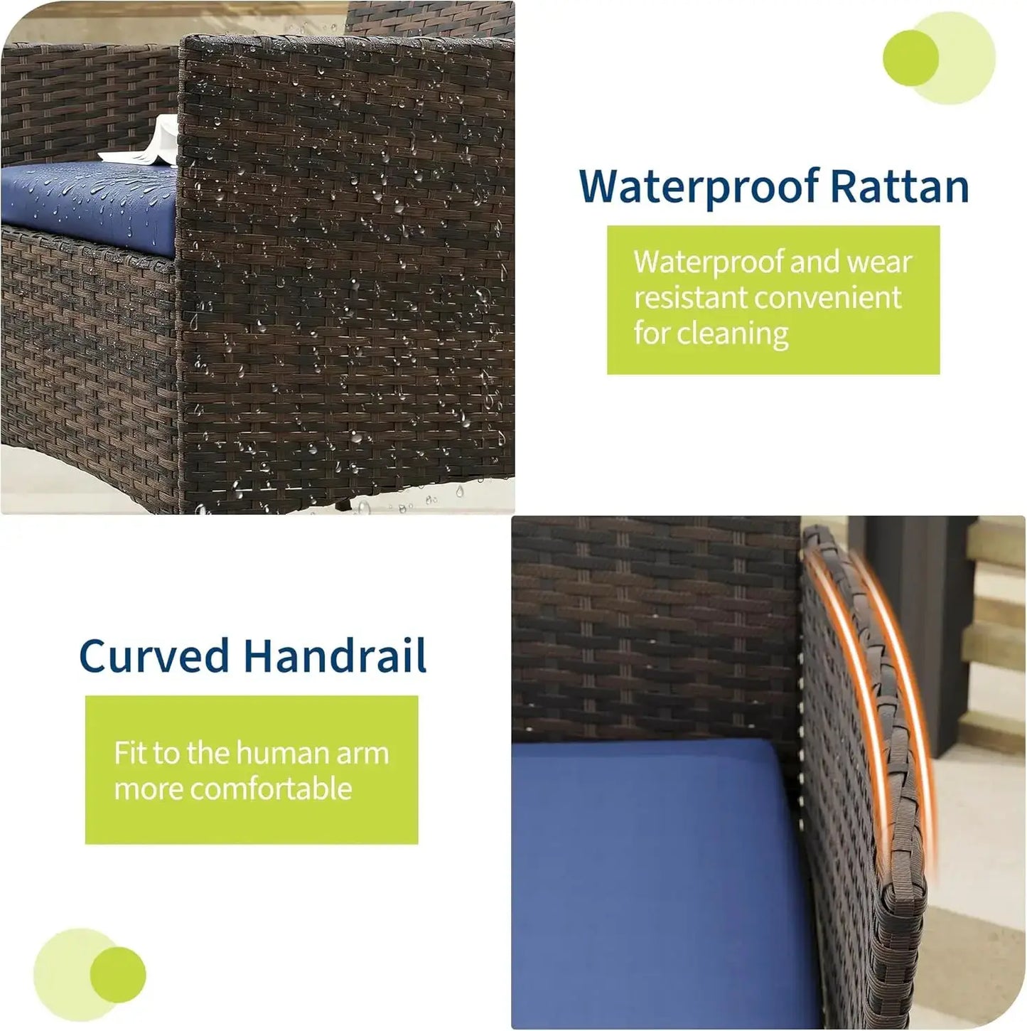 3 Piece Outdoor Patio Furniture Set, PE Rattan Wicker Chairs with Soft Cushions, Tempered Glass Coffee Table, All Weather Conversation Set for Garden Porch Poolside Balcony from PriceLows™