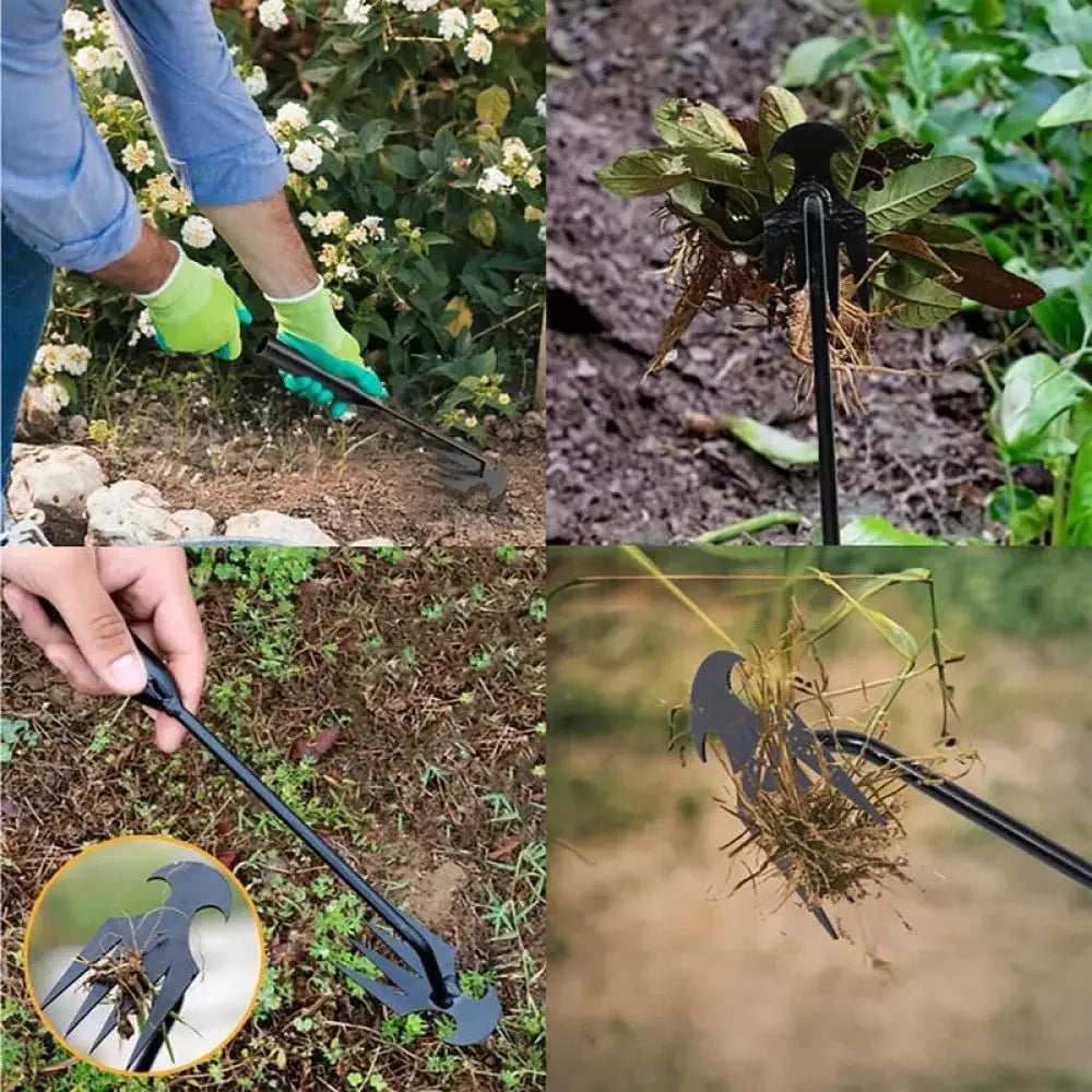 Gardening Hand Weeder | 4 Tooth Blades | Dual Purpose Removal Tool
