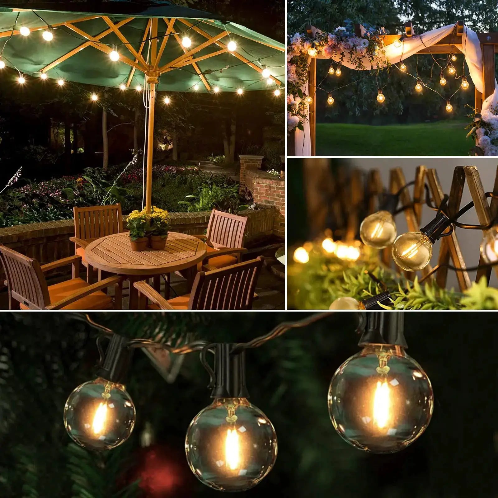 25FT 50FT G40 Fairy String Lights Outdoor Clear Glass Bulbs E12 Socket EU Plug Dimmable Waterproof Patio Decorative Lights Chain from PriceLows™