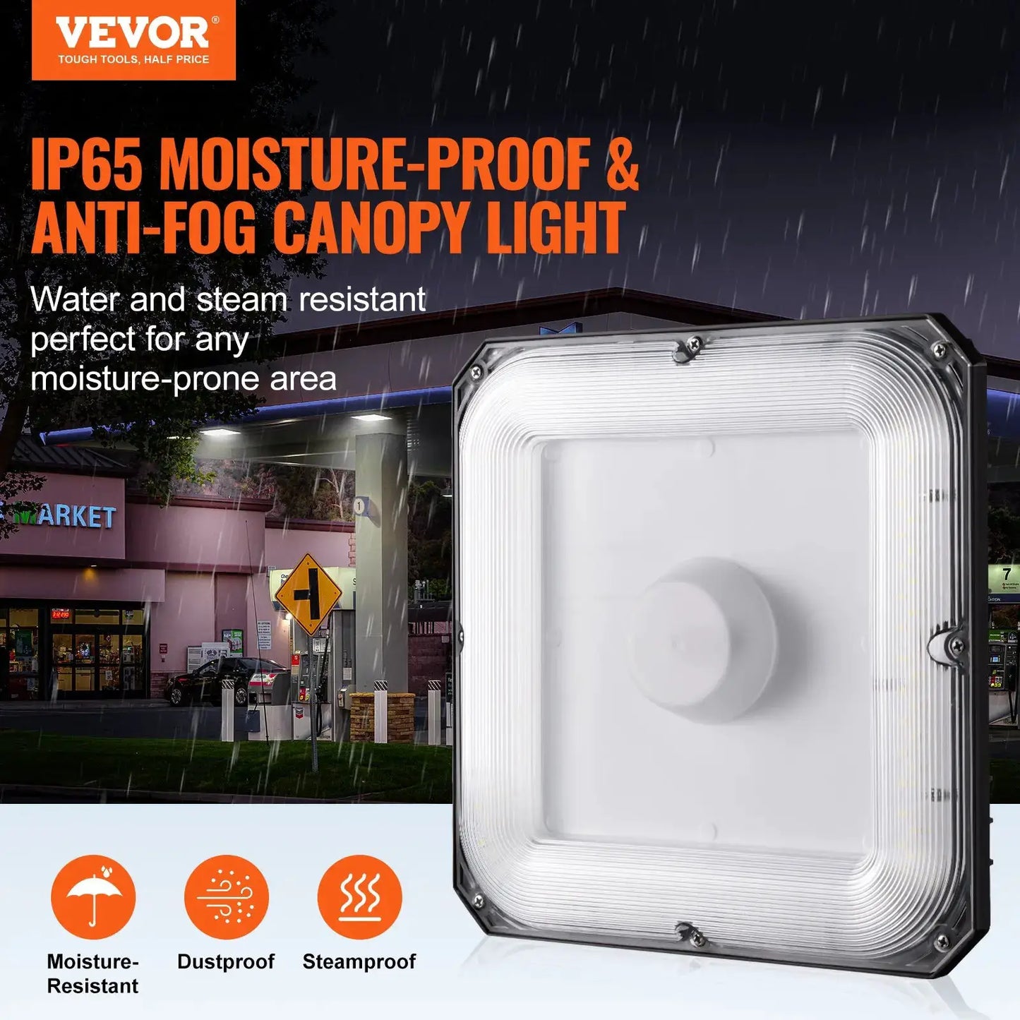 4 Pack LED Canopy Lights, 80W, 8800LM 5000K Daylight Commercial Industrial Outdoor Canopy Lights, 10.08"x10.08" Surface Mount from PriceLows™