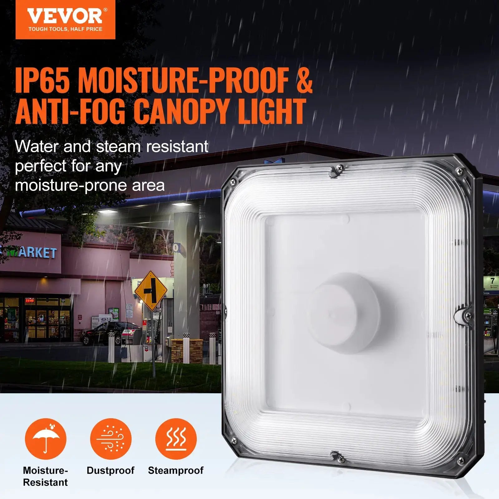 4 Pack LED Canopy Lights, 80W, 8800LM 5000K Daylight Commercial Industrial Outdoor Canopy Lights, 10.08"x10.08" Surface Mount from PriceLows™