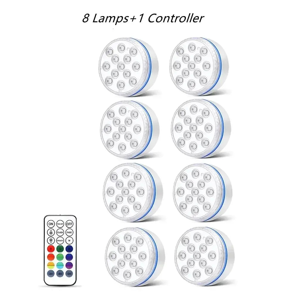 Updated IP68 Submersible Lights RGB Underwater Pool Lights with RF Remote Magnet Suction Cups Night Lamp for Pond Pool Aquarium from PriceLows™