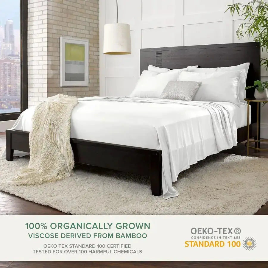 Queen Sheets, Genuine 100 Organic Viscose Derived from Bamboo Bed Sheet Set, Luxuriously Soft amp Cooling, Double Stitching, 2 Y from PriceLows™