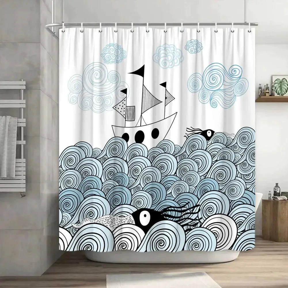 Funny Cat Shower Curtain Fun Animal in Bathtub with Fish Cloth Fabric Shower Curtain Hilarious Pet Bathroom Decor Set with Hooks from PriceLows™