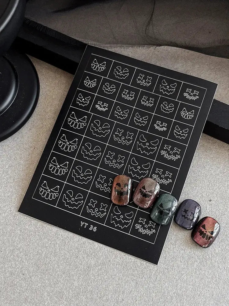 Jelly Halloween Skeleton Stickers Nail Art Cool Evil dark style decorative Nails Sticker DIY Trendy Manicure Ornaments Supplier from PriceLows™