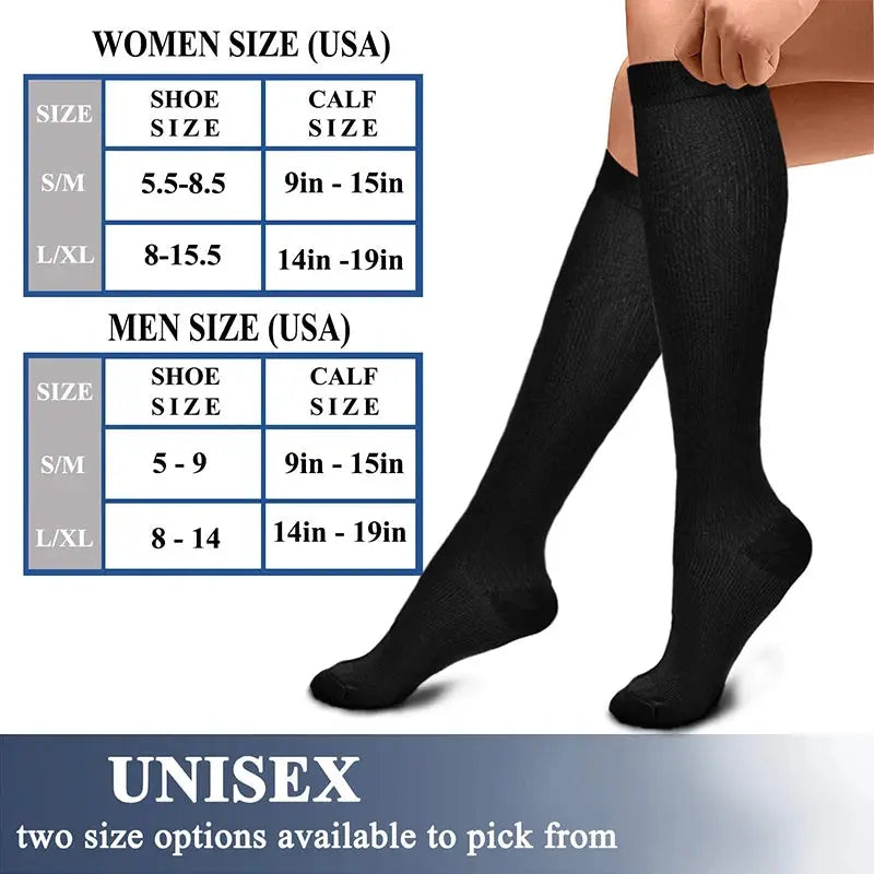 Compression Socks | 20-30 MmHg | Crew Length | 5 Pairs Nylon