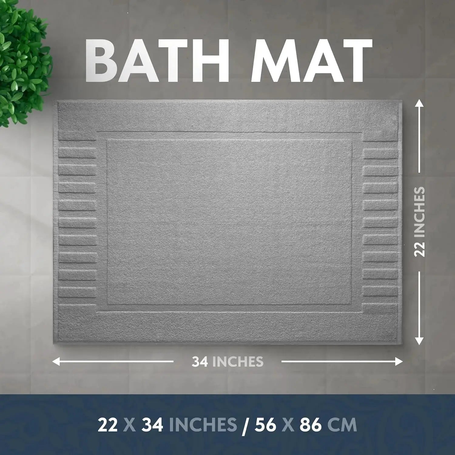 Bath Mat Set 2 Pack Light Grey - Absorbent Cotton Floor Towel for Shower Spa 22x34 Inches from PriceLows™