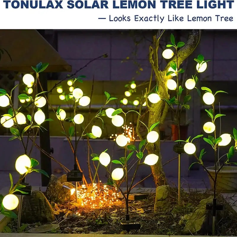 LED Solar Lemon Light for Lawn,Courtyard,Outdoor View,Garden, Park, PartyAtmosphere, Entrance, Festival, Decorative Lamp, 2Pcs from PriceLows™