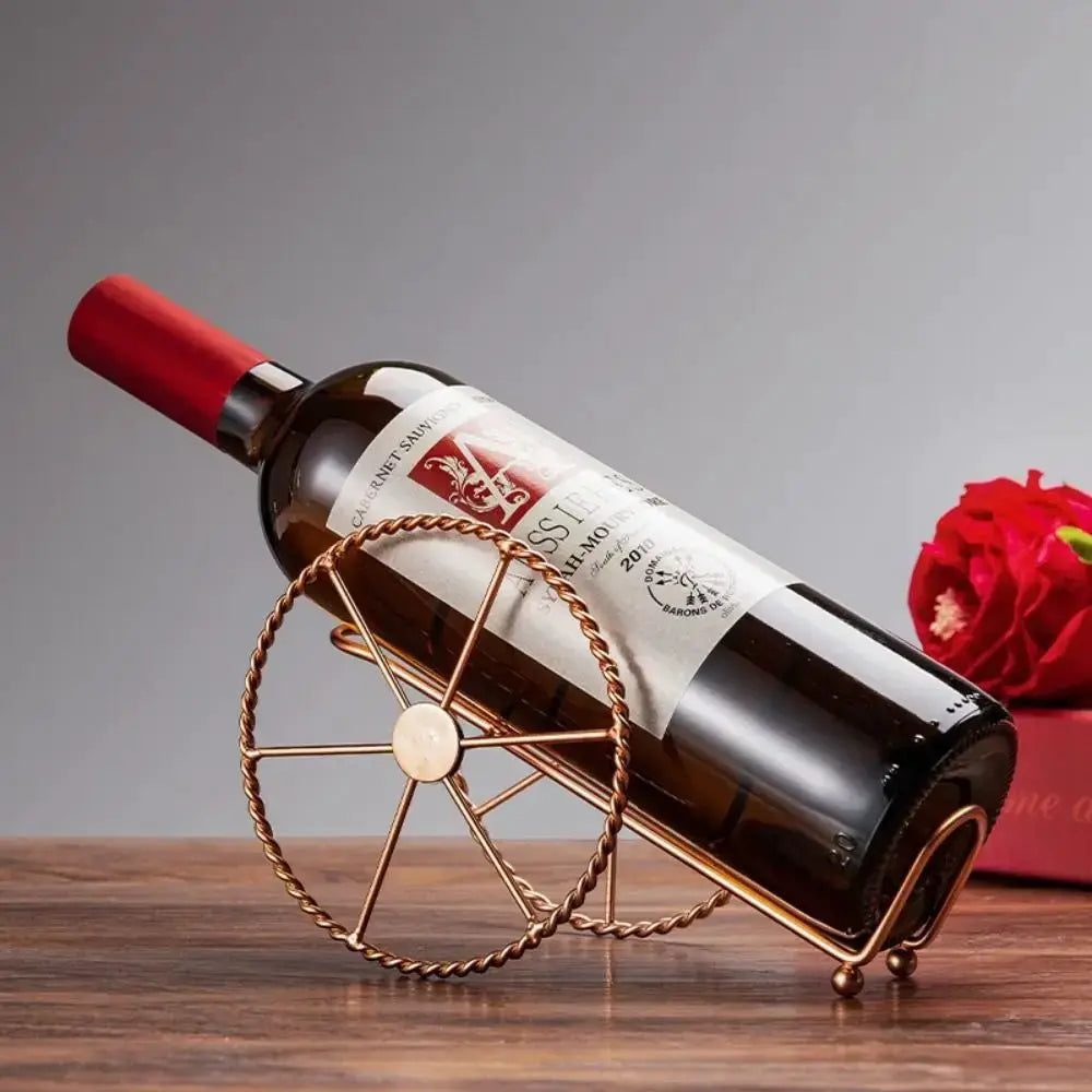 Retro Metal Red Wine Rack Bronze Iron Wheels Design Wine Holder Wine Display Rack Beer Whisky Wine Bottles Stand Home Bar Decor from PriceLows™