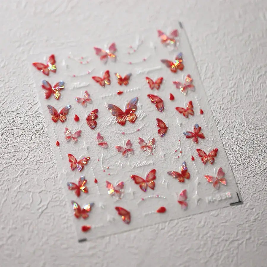 1Pcs 5D Embossed Aurora Butterfly Nail Art Stickers Self Adhesive Decals For Nails Decoration DIY 3D Acrylic Nail Supplies Parts from PriceLows™