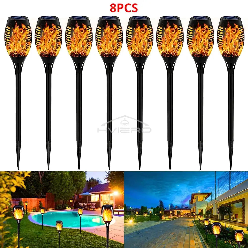1/2/4/6/8/10PCS 12LED Solar Flame Torch Light Flickering Light Waterproof Torches Decoration Outdoor Lawn Yard Patio Floor Lamp from PriceLows™