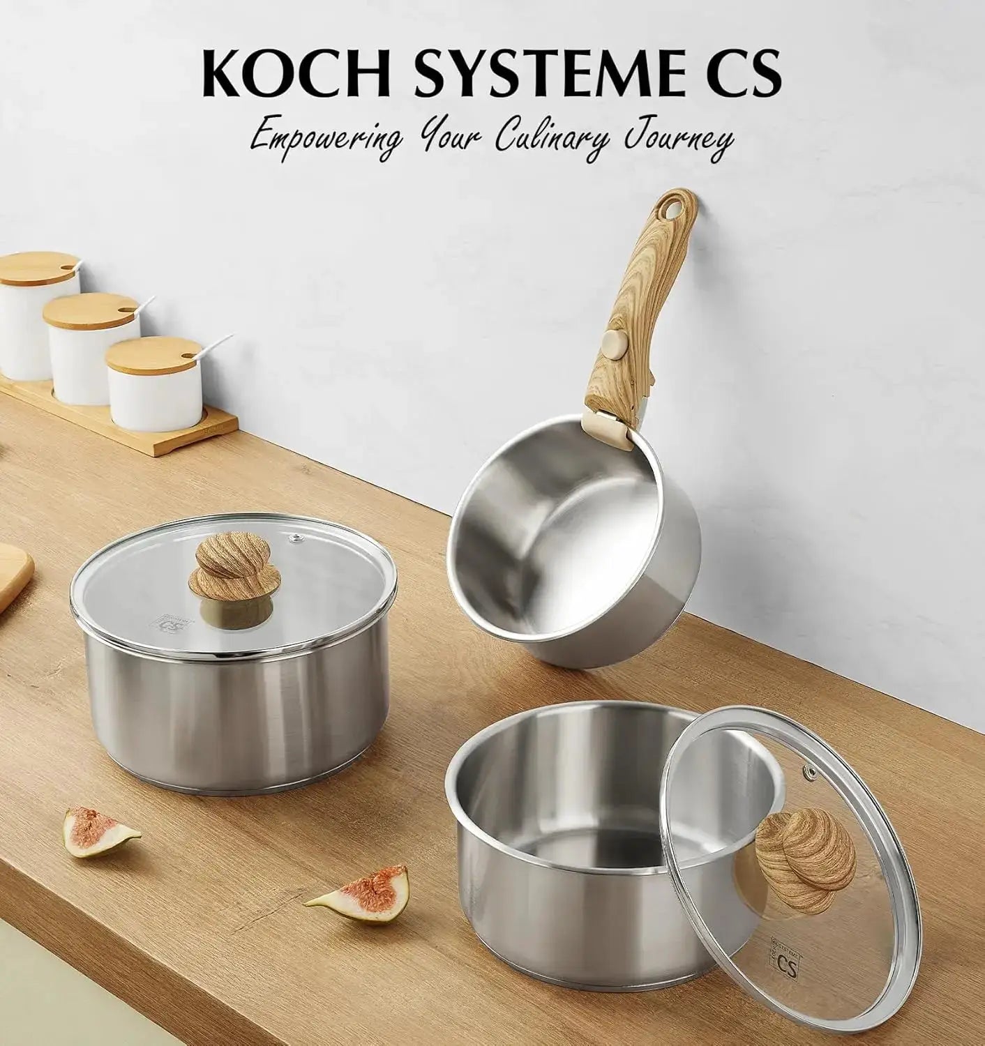 Stainless Steel Saucepan Set 1.5QT & 2QT & 3QT, Stainless Steel Pot with Removable Handle, Induction Compatible Pots from PriceLows™