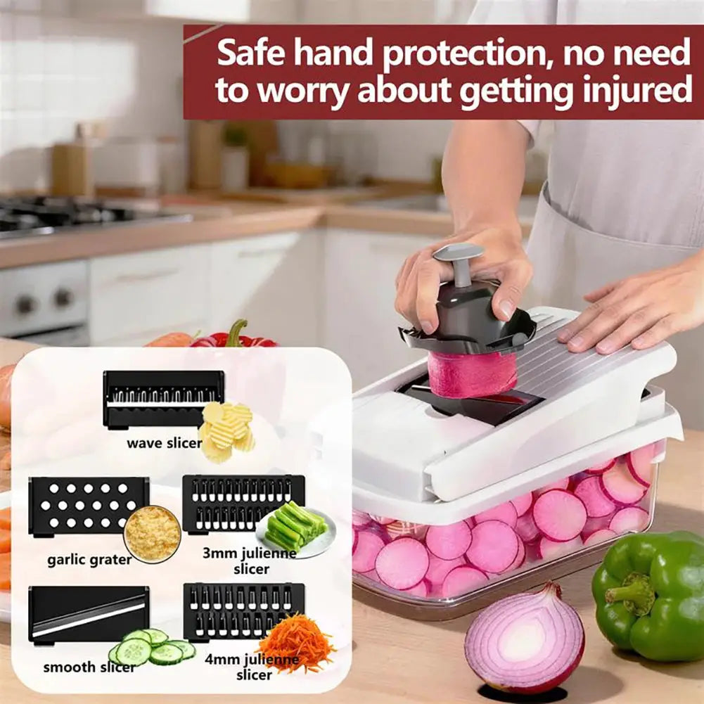 Vegetable Chopper | 15 In 1 Function | 8 Blades With Container