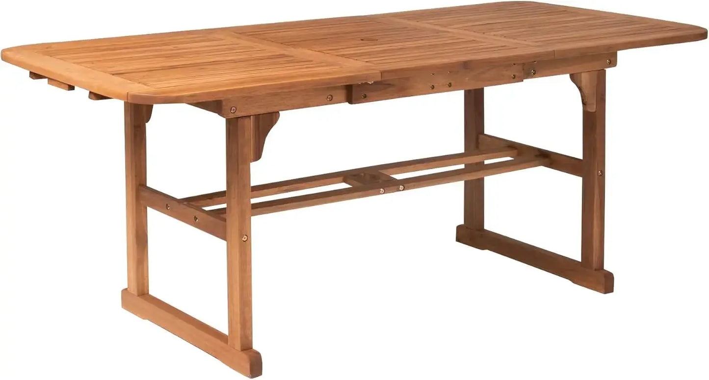 Maui Modern Solid Acacia Wood Slatted Patio Dining Table, 78 Inch, Brown from PriceLows™