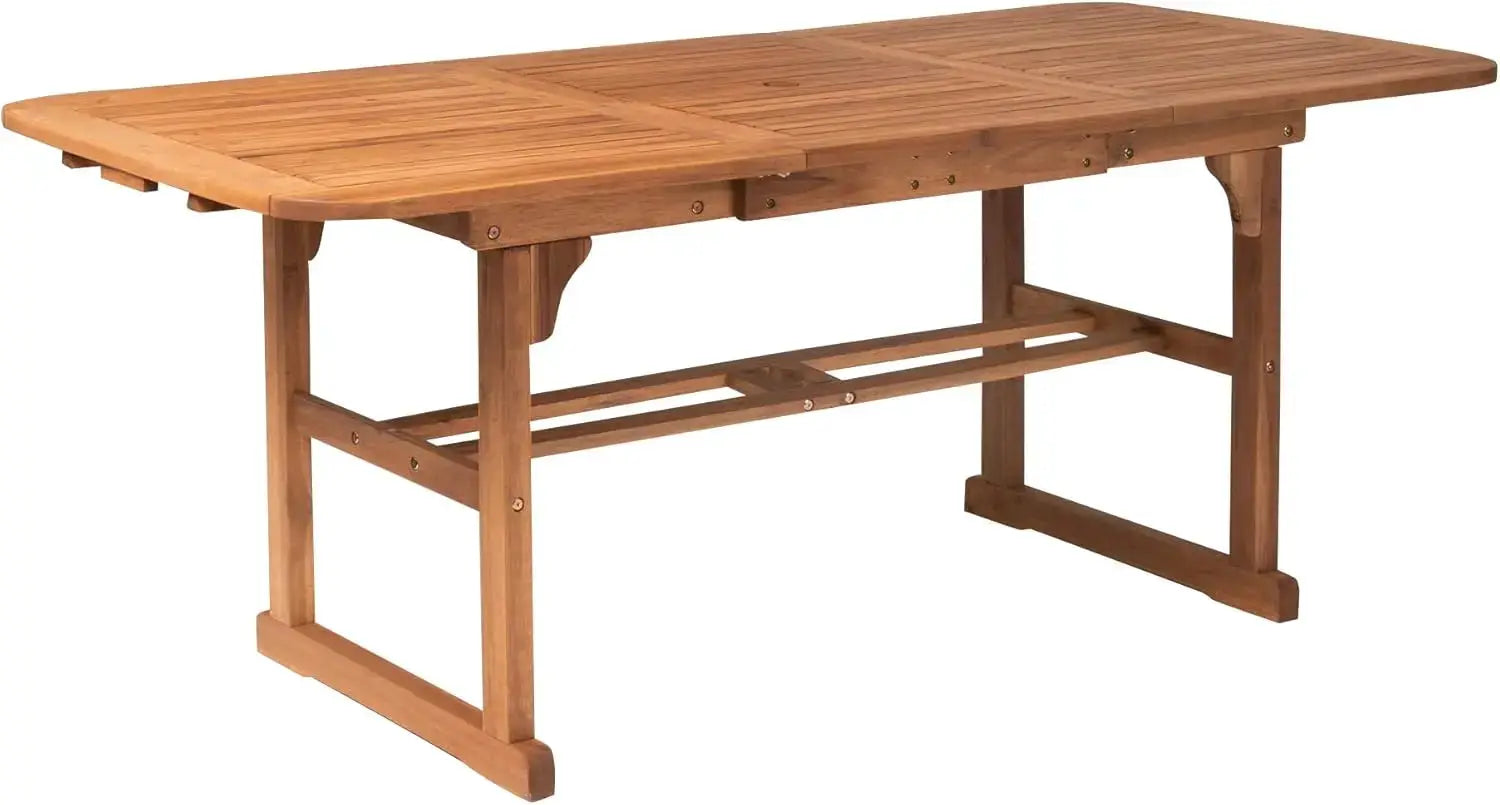 Maui Modern Solid Acacia Wood Slatted Patio Dining Table, 78 Inch, Brown from PriceLows™