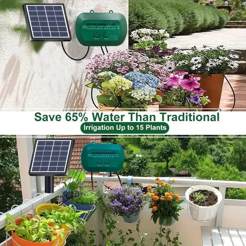 Solar Intelligent Irrigation Kit 6V 2W with Built-in 1800mAh Battery Irrigation for Potted Plants DIY Timed Watering Device from PriceLows™