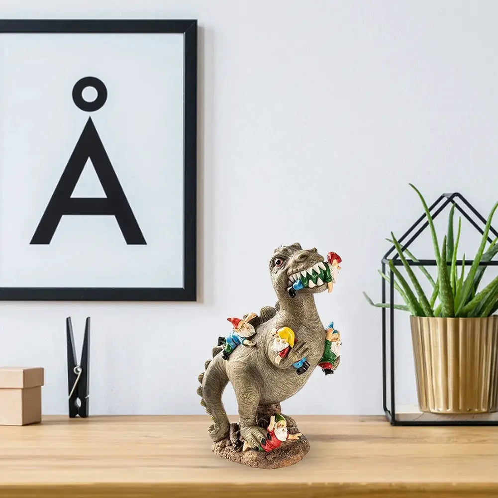 Garden Dinosaur Statues Dwarfs Dinosaur Eating Gnomes Ornaments Handicraft Weatherproof Funny Cute Christmas Party Decor from PriceLows™
