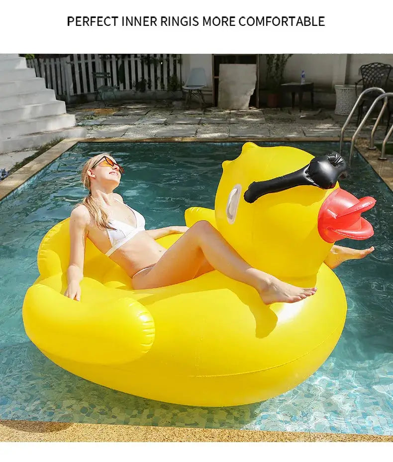 Inflatable Pool Float | Giant Duck Design | Thickened Air Mattress