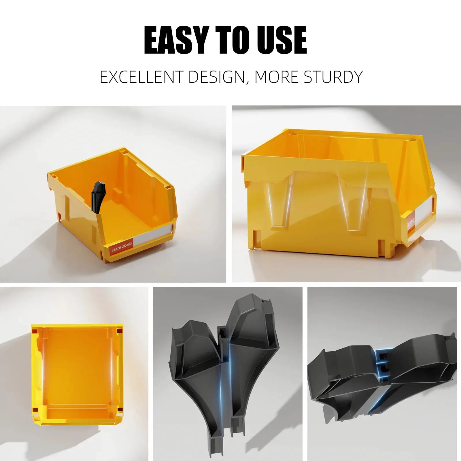 6/24Pcs 5"x4"x3" Freestanding Tiered Storage Bins - Stackable/Hanging Garage Containers for Tools & Parts - Heavy-Duty Organizer from PriceLows™
