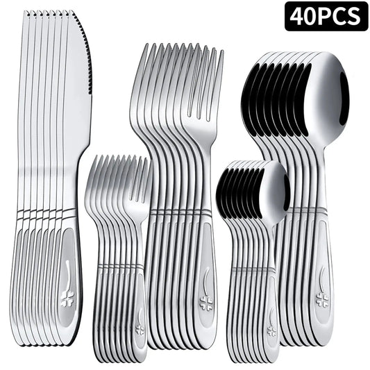40/20 Piece Four-leaf Clover Pattern Western Cutlery Set - Ideal for Weddings And Banquets Premium Gift Tableware Set from PriceLows™