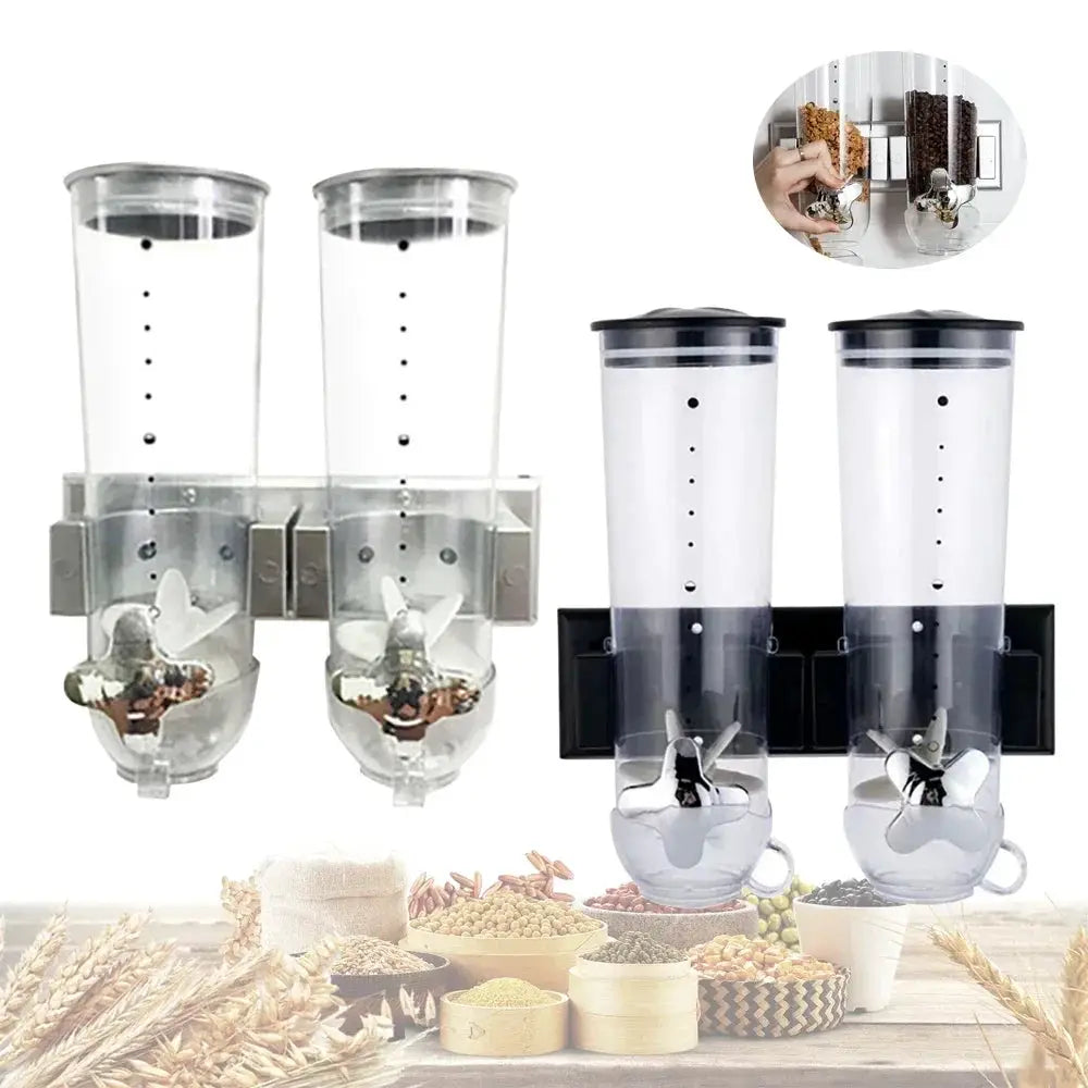 Dual Control Food Dispensers Wall Mount Double Dry Cereal Dispenser for Cereal Nuts Coffee Beans Mix Convenient Storage from PriceLows™