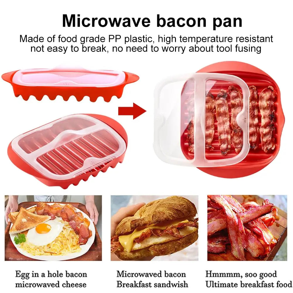 Microwave Bacon Tray | Nonstick Surface | Splatter Lid | 1 Count Or 3 Count