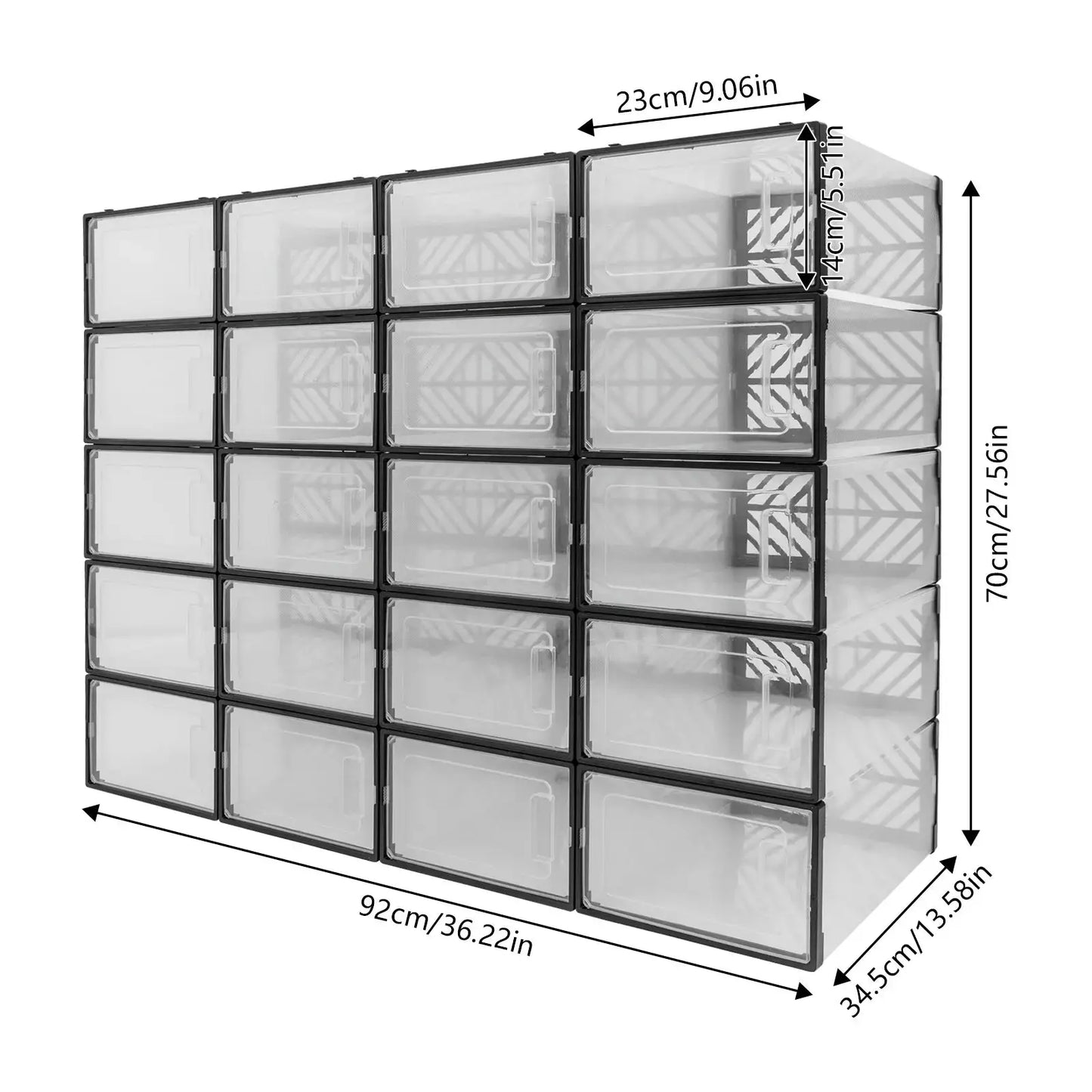 20 Pcs Shoe Storage Box Transparent PP Plastic Shoe Cabinet Moisture & Dust Proof Modern Organizer Black/White from PriceLows™