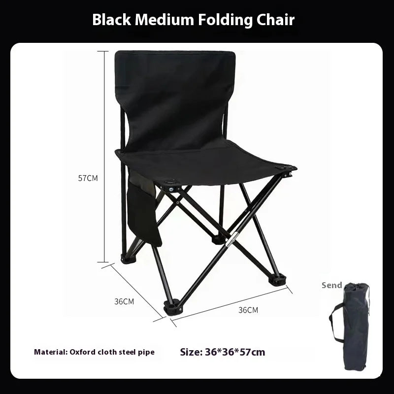 Outdoor Foldable Chair | Oxford Cloth Seat | Side Pocket | 12x60cm
