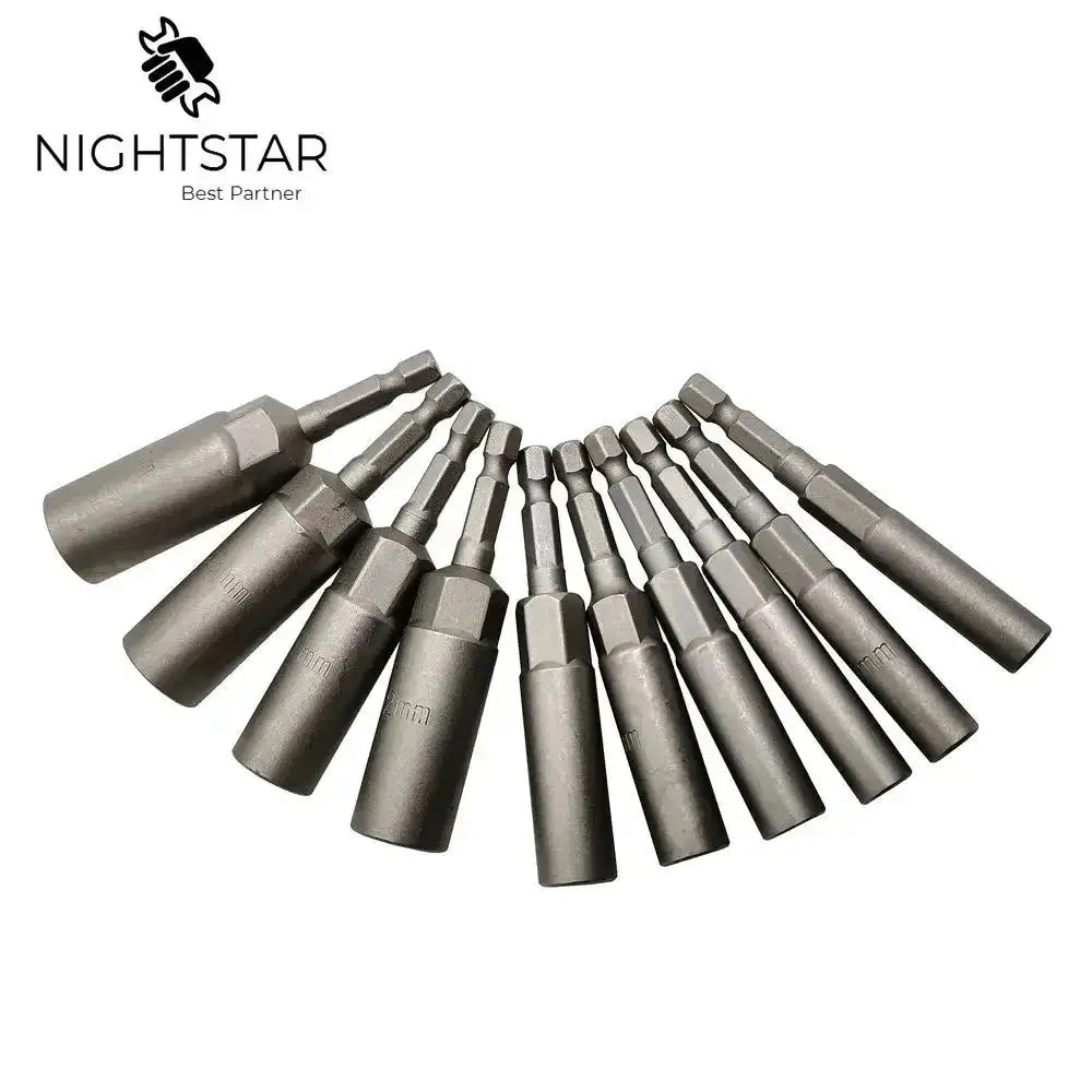 10Pcs 80mm Length Impact 1/4" Hex Shank Metric Wrench Socket Bit 5.5-14mm Electric Power No Magnetic Screwdriver Nut Driver Set from PriceLows™