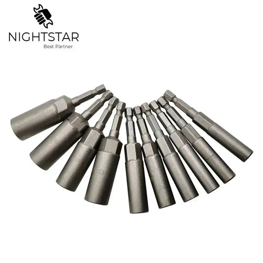 10Pcs 80mm Length Impact 1/4" Hex Shank Metric Wrench Socket Bit 5.5-14mm Electric Power No Magnetic Screwdriver Nut Driver Set from PriceLows™