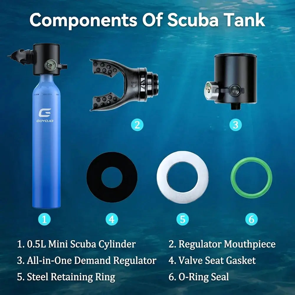0.5L Mini Scuba Tank Diving Cylinder Scuba Diving Tank 3000PSI Small Pony Bottle 5-10 Mins Underwater Breathing for Snorkeling from PriceLows™