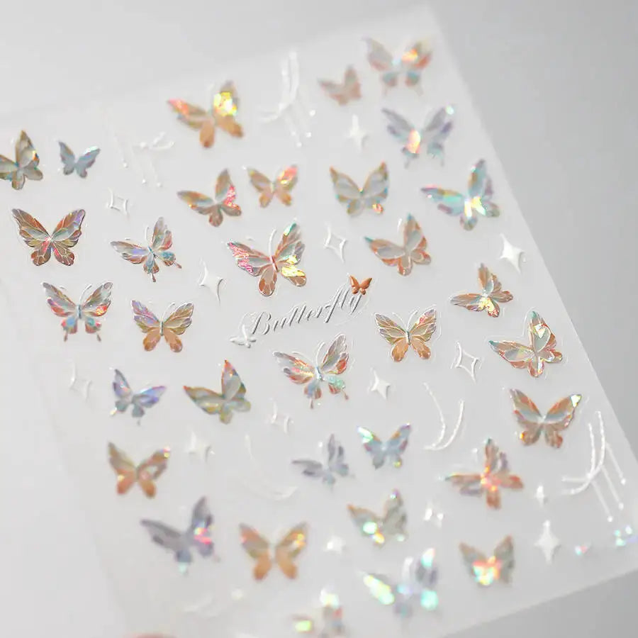 1Pcs 5D Embossed Aurora Butterfly Nail Art Stickers Self Adhesive Decals For Nails Decoration DIY 3D Acrylic Nail Supplies Parts from PriceLows™