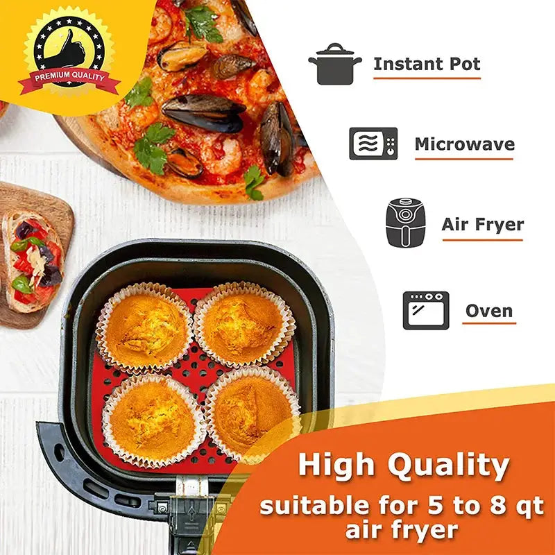 Silicone Air Fryer Mat | 2 Pack | Non-Stick | For Air Fryers