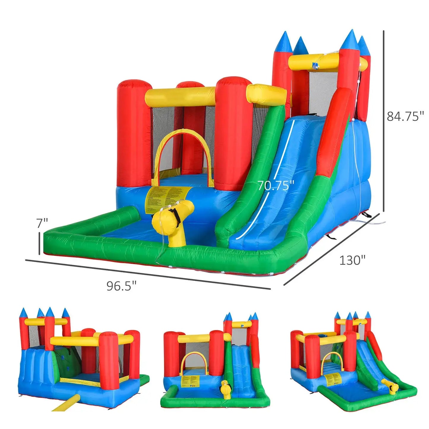 Inflatable Water Slide with Blower, All in 1 Bounce House Jumping Castle With Pool, Outdoor Backyard Playground For Summer Party from PriceLows™